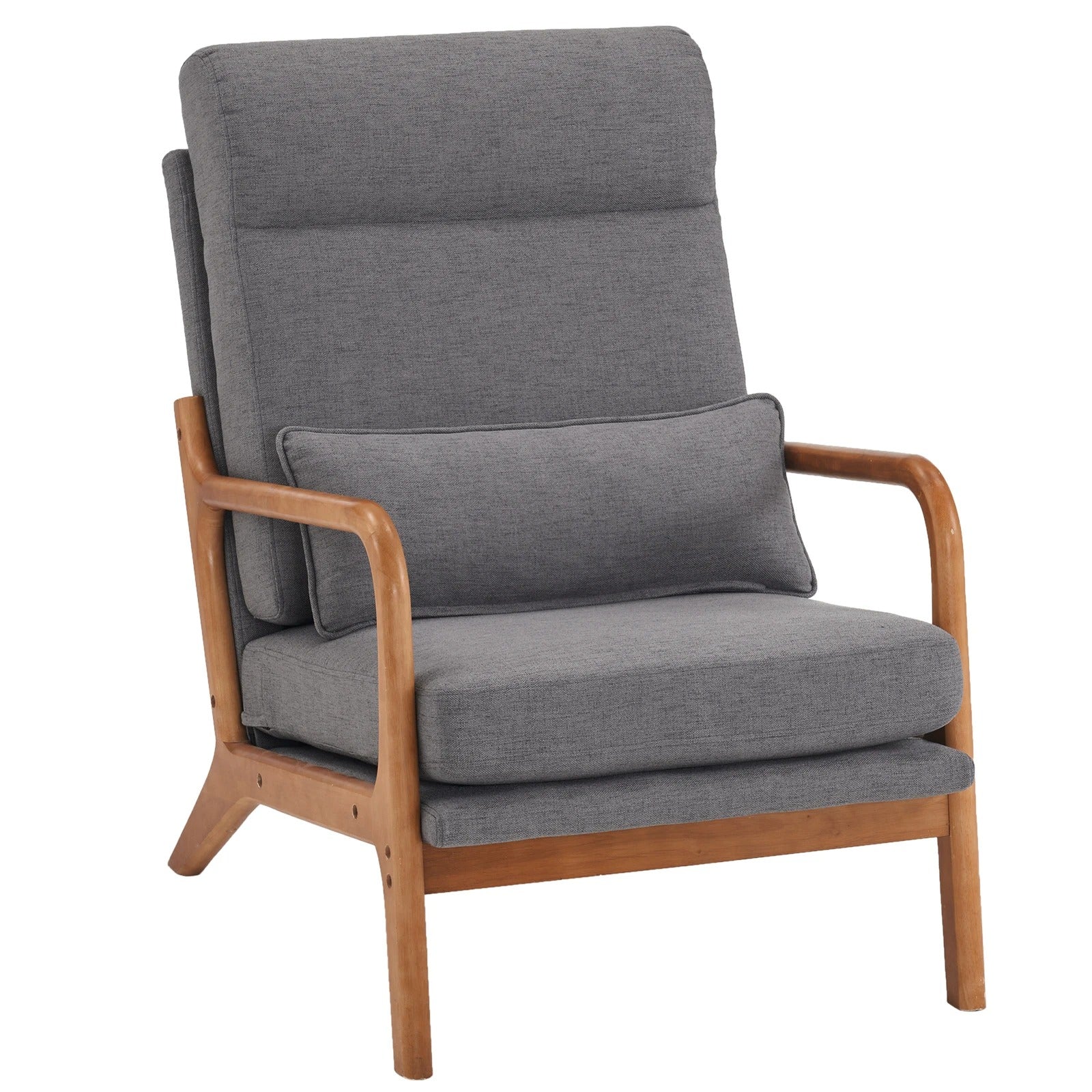 Solid Wood Armrest Backrest Iron Frame Linen Indoor Chair