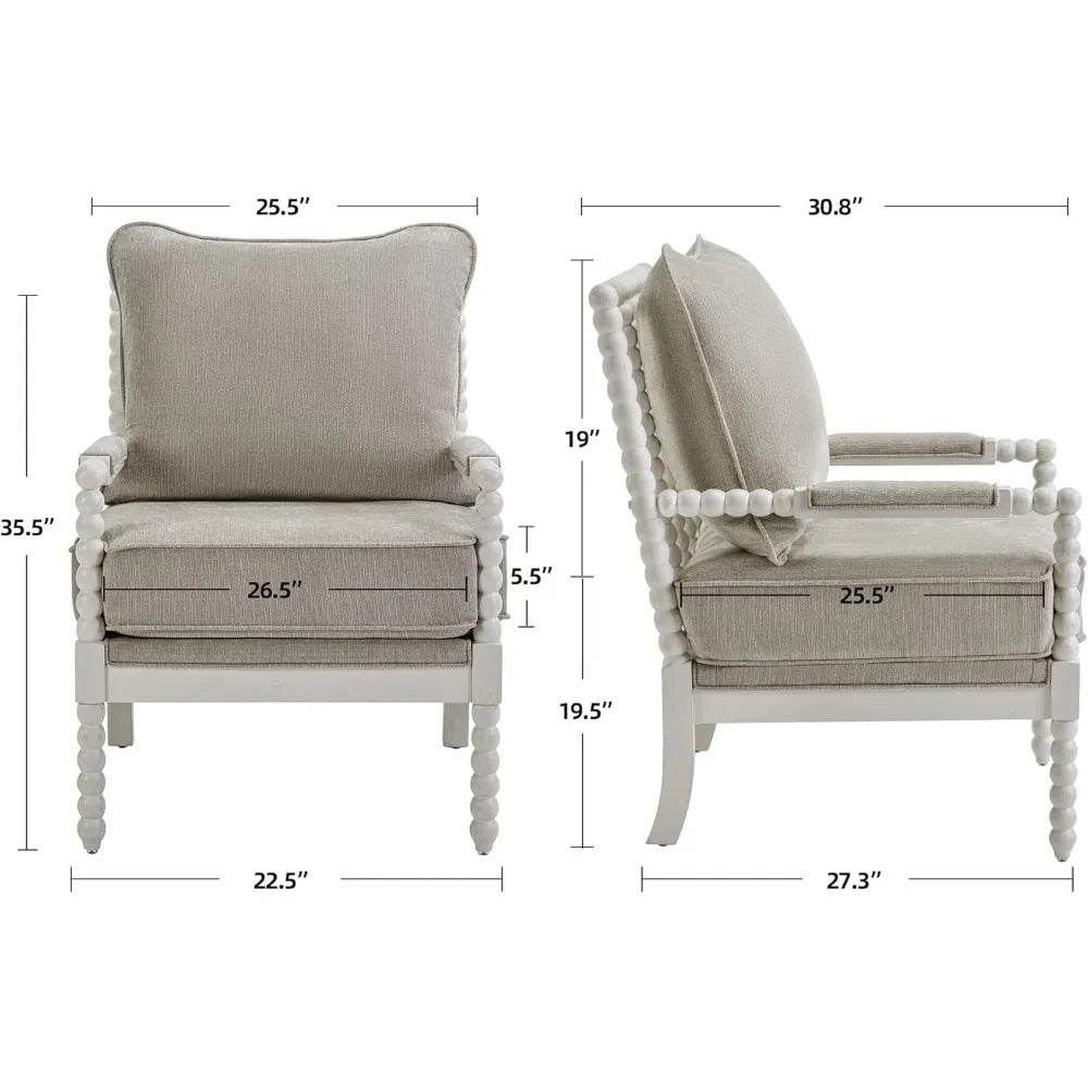 Wood Frame Spool High Resilience Cushion and Armrest Pads Chair